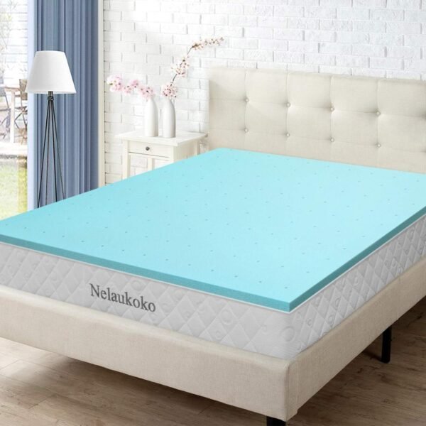 Nelaukoko Memory Foam 2 Inch Twin XL Mattress Topper Bed Topper for College Dorm, Gel Soft Foam Mattress Pad, Single XL Gel Infused