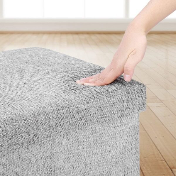 WoneNice Folding Storage Ottoman, Versatile Space-Saving Storage Cube Box with Memory Foam Seat, Max Load 100 kg Linen Beige 12 x 12 x 12 Inch - Image 7