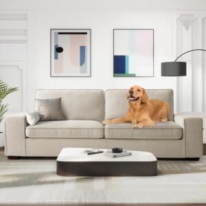 EMONIA 2 Person Love Seat Couches, Chenille Pet-Friendly Small Sofa for Small Spaces Dorm/Bedroom/Apartment/Office (Beige, 88.58”)