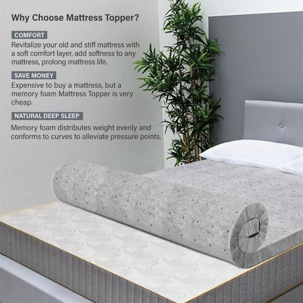 BedsPick Memory Foam Mattress Topper Twin Size 3 Inch, Foam Mattress Pad, Super Soft Single Bed Toppers with Ventilation Holes - Image 6