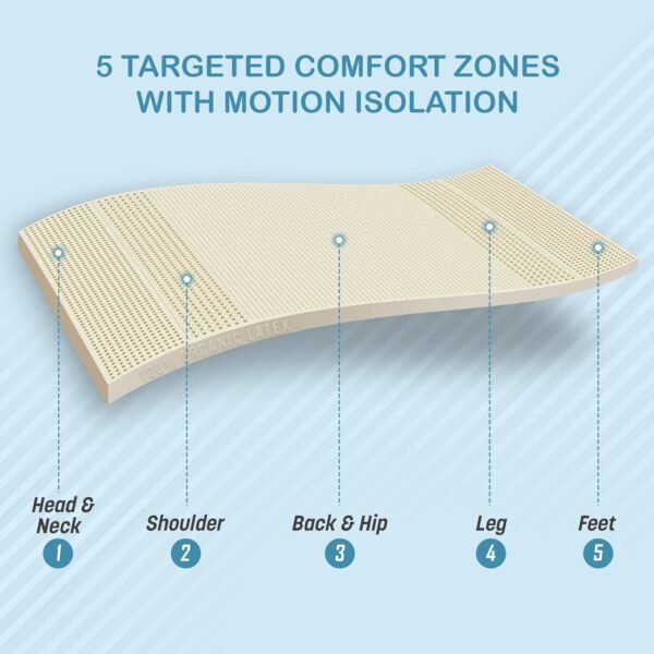 7 Zone Green Natural Organic Latex Mattress Topper Twin XL Size - 3 inch - Medium Firmness - GOLS Certified Latex Foam Bed Pad for College Dorm Room Durable and Breathable Zonal Support - Image 2
