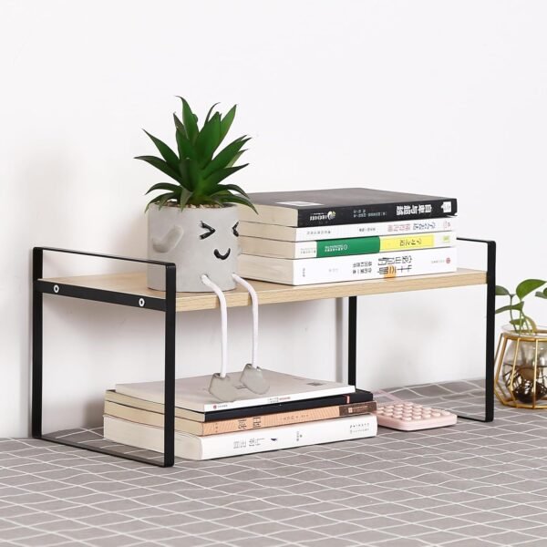 YGYQZ Wood Office Desk Shelf Organizer - Desktop Supplies Cute Dresser Top Organization Storage Rack and Cubicle Decor Aesthetic Bookshelf for Women Man and Kids (Black Wood-Single Tier) - Image 9
