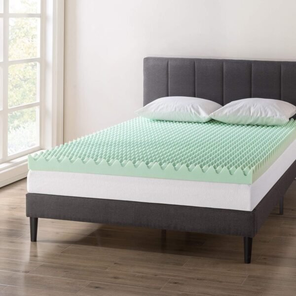 Best Price Mattress 4 Inch Egg Crate Memory Foam Mattress Topper with Calming Aloe Infusion, CertiPUR-US Certified, King - Image 2