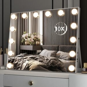 Vanity Mirror with Lights, Hollywood Makeup Mirror, Large Lighted Mirror with 14 LED, Light up Mirror with 3 Color Modes for Bedroom, Tabletop or Wall-Mounted