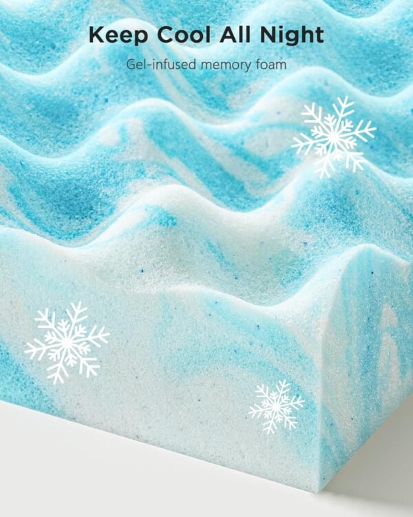 PERLECARE 3-Inch Twin Egg Crate Memory Foam Mattress Topper for Pressure Relief, Cooling Mattress Topper Twin, Gel Infused & Ventilated Design, CertiPUR-US Certified Twin Bed Topper, Blue, PCMT02BU-T3 - Image 4