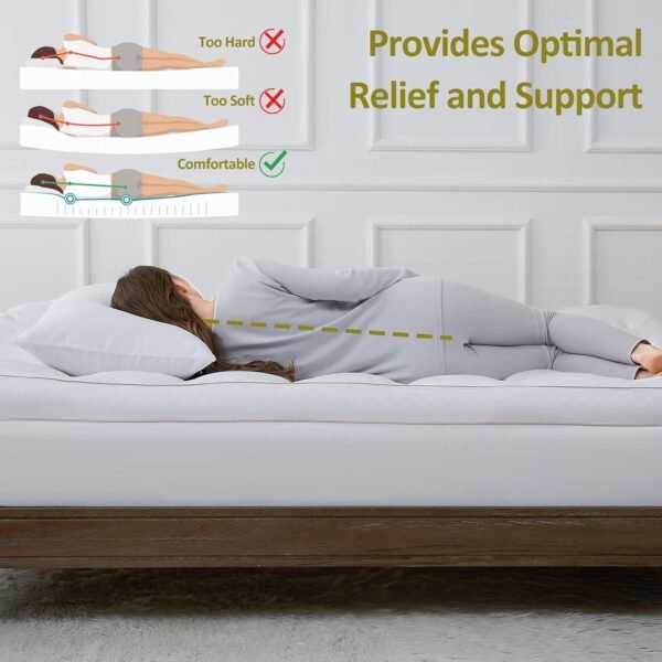Mattress Topper Twin XL, Cooling Mattress Pad Cover for Hot Sleepers, Extra Thick 5D Snow Down Alternative Overfilled Plush Pillow Top with 8-21 Inch Deep Pocket -39"x80" Cream White - Image 3