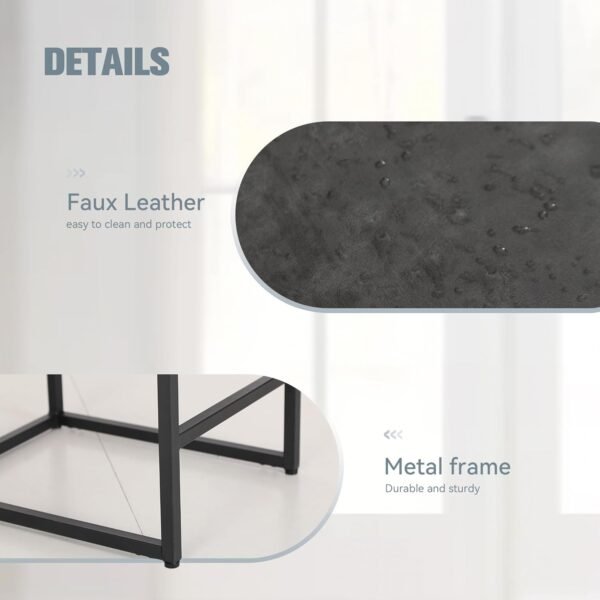 Grey Counter Height Bar Stools Set of 3 for Kitchen Counter 24 Inch Backless Modern Barstools Industrial Upholstered Faux Leather Stools Farmhouse Island Chairs,Support 330 LBS, Grey - Image 7