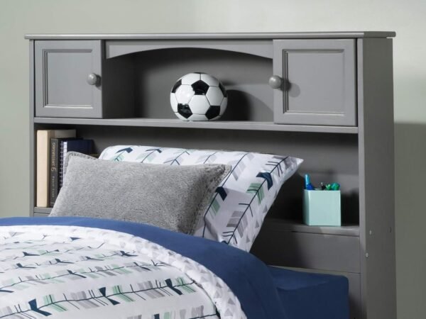 AFI Newport Twin Size Bookcase Headboard with Attachable Charger in Grey - Image 2