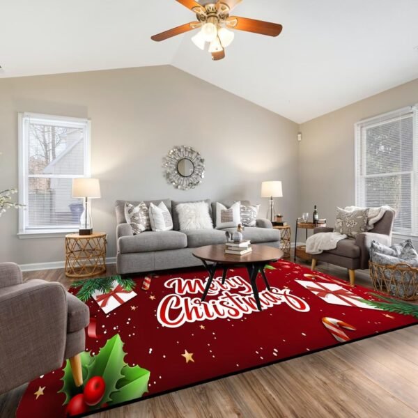 6' X 9' Christmas Rug Merry Xmas Door Mat Non-Slip Indoor Outdoor Front Door Doormat Living Room Bedroom Entrance Rug Happy Xmas Home Festive Decoration - Image 6