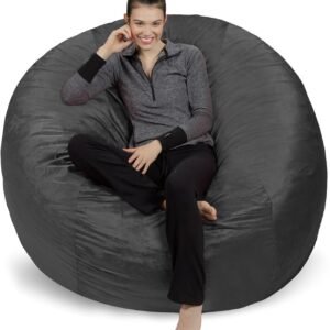 Sofa Sack Bean Bag Chair – Plush, Ultra Soft – Memory Foam Bean Bag Chair with Microsuede Cover – Stuffed Foam Filled Furniture and Accessories for Dorm Room 6 Feet – Charcoal