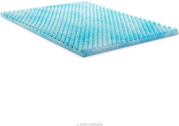 Linenspa Convoluted Gel Memory Foam, 3 Inch, Promotes Airflow, Relieves Pressure Points, Evenly Disperses Body Weight Mattress Topper, Twin XL, Blue Swirl - Image 4