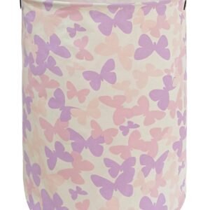 Butterfly Storage Basket Canvas Clothes Baby Laundry Basket Pink Gift Basket Laundry Hamper Storage Hamper for Kids Boys and Girls Room Decor