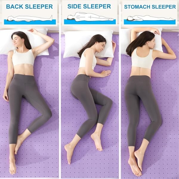 2 Inch Mattress Topper Twin XL(39"×80"), Cooling Gel Infused Bed Toppers for Twin Size Bed, Soft Mattress Pads for Sleeper Sofa, RV, Camper, CertiPUR-US Certified, Purple - Image 4