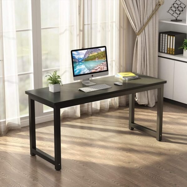 Tribesigns Modern Computer Desk, 63 inch Large Office Desk Computer Table Study Writing Desk Workstation for Home Office, Black Metal Frame - Image 2