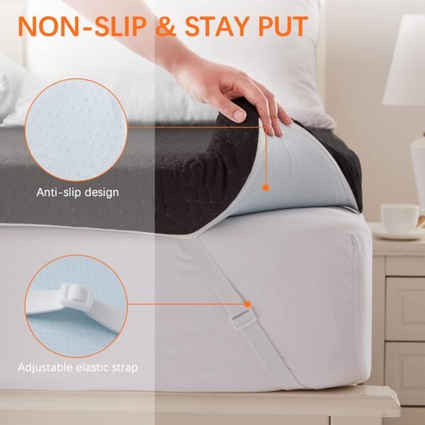bedluxury 3 Inch Twin Size Mattress Topper Gel Memory Foam, High Density Soft Foam Mattress Pad Cover for Pressure Relief, Bed Topper with Removable Breathable Cover,Black - Image 5