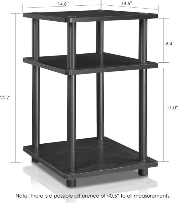 Furinno Turn-N-Tube Easy Assembly Multipurpose End Table / Side Table / Sofa Table / Nightstand, Round Tubes, Blackwood - Image 3