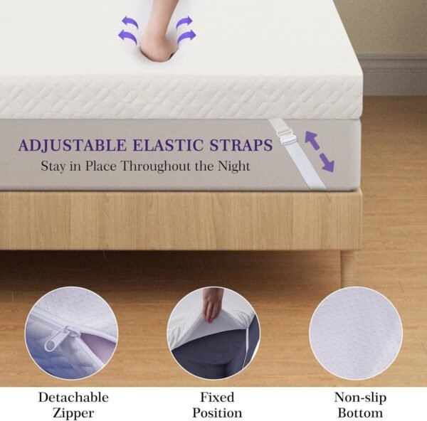 Queen Mattress Topper, 4 Inch Memory Foam Mattress Topper, Bed Topper for Pressure Relief, Breathable Mattress Pad with Removable & Washable Bamboo Cover, CertiPUR-US - Image 4