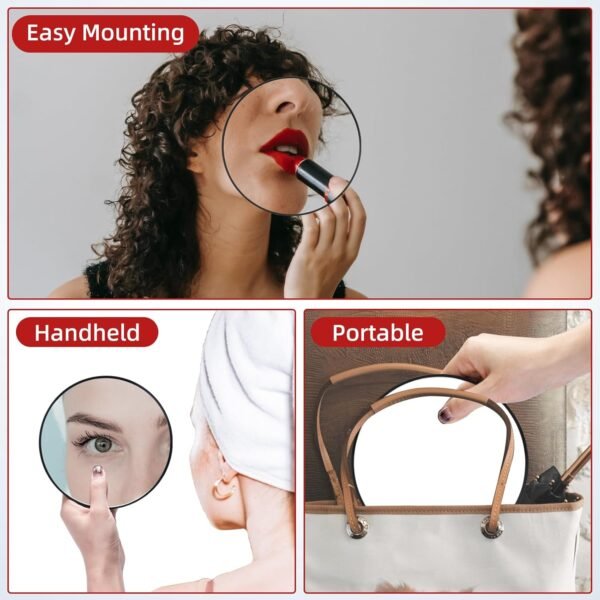 10X Magnifying Mirror, 6'' Makeup Mirror with 10X Magnification, 10X Magnifying Mirror with Suction Cups, Large Makeup Magnifying Mirror Compact Magnified Mirror, Round Makeup Magnification & Tweezers - Image 6