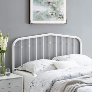 Modway Lennon Modern Farmhouse Metal Twin Headboard in White