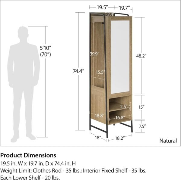 Novogratz Bushwick Wardrobe, Natural - Image 3