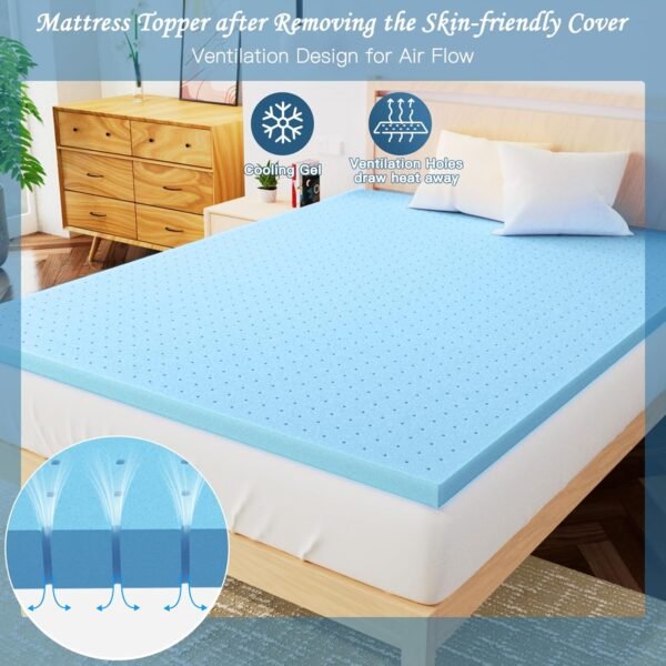 Airensky 2 Inch Memory Foam Mattress Topper,Cooling Gel Infused High Density Twin(39"x75") Topper with Removable Skin-Friendly Cover,Bed Topper for Pressure Relief Back Pain, CertiPUR-US Certified - Image 7