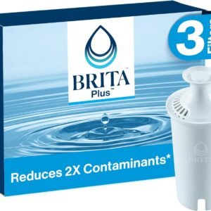 Brita Plus Water Filter, BPA-Free, High-Density Replacement Filter for Pitchers and Dispensers, Reduces 2x Contaminants*, Lasts Two Months or 40 Gallons, Includes 3 Filters