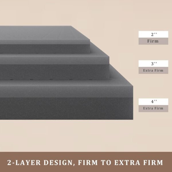 Sleepmax Extra Firm Mattress Topper Twin XL Size 4 Inch - Firm Memory Foam Mattress Topper for Pain Relief - Ventilated High Density Foam Bed Topper - No Odor, CertiPUR-US Certified - Image 3