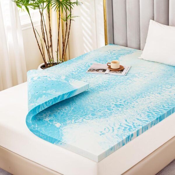 MUUEGM 4 Inch Memory Foam Mattress Topper Queen Size,Cooling Gel Infused Mattress Pad for Back Pain Relief,Ventilated Queen Mattress Bed Topper for College Dorm,CertiPUR-US Certified - Image 2