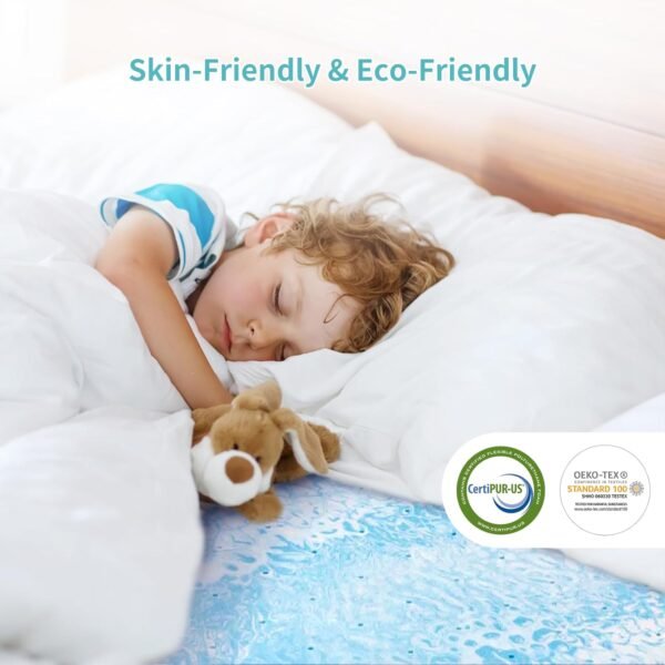 MUUEGM 4 Inch Memory Foam Mattress Topper Queen Size,Cooling Gel Infused Mattress Pad for Back Pain Relief,Ventilated Queen Mattress Bed Topper for College Dorm,CertiPUR-US Certified - Image 4