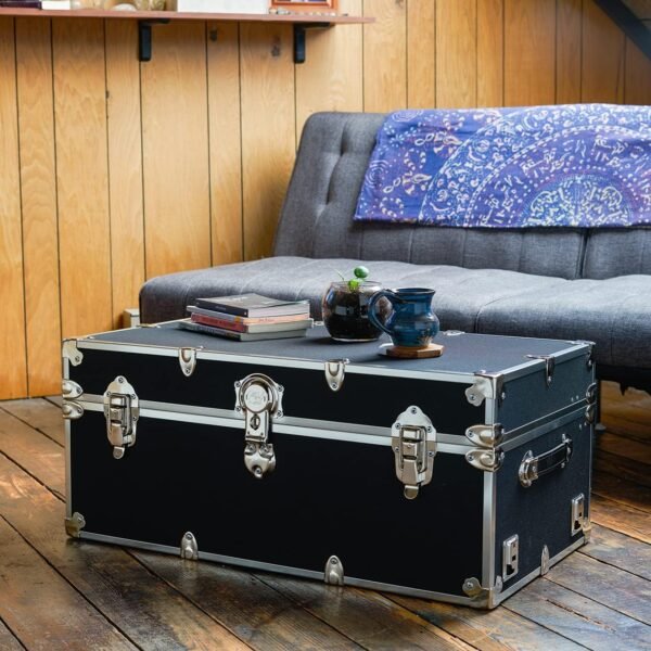 Rhino Trunk & Case Large Armor College Trunk with Removeable Wheels, Secure Dorm Storage Chest, Ideal Footlocker for Students, Strong Trunks 1000+ Pounds Sitting Capacity 32"x18"x14" (Wine) - Image 9