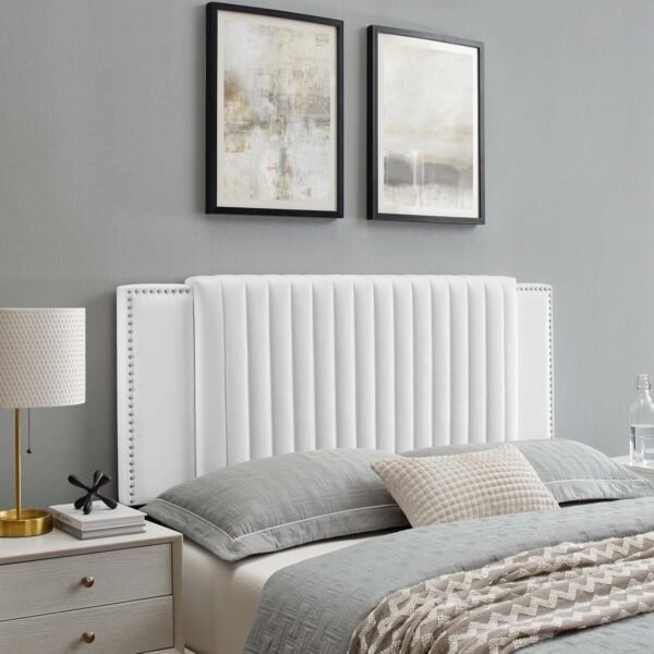 Modway MOD-6661-WHI Felicity Channel Tufted Performance Velvet Twin Headboard, White - Image 2