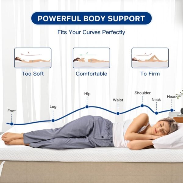 3 Inch Memory Foam Mattress Topper Twin XL Size, Gel-Infused Mattress Pad Cover for Back Pain,Bed Topper with Removable & Washable Bamboo Cover - Image 5