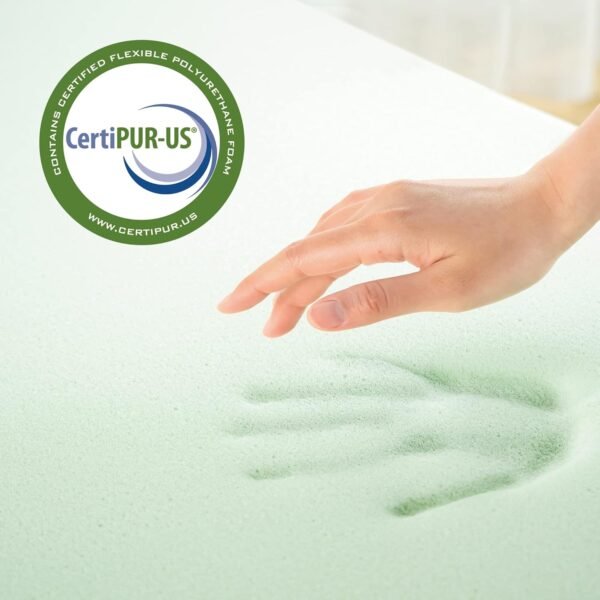 ZINUS 3 Inch Green Tea Memory Foam Mattress Topper, Pressure-Relieving Layers, CertiPUR-US Certified, Twin - Image 3