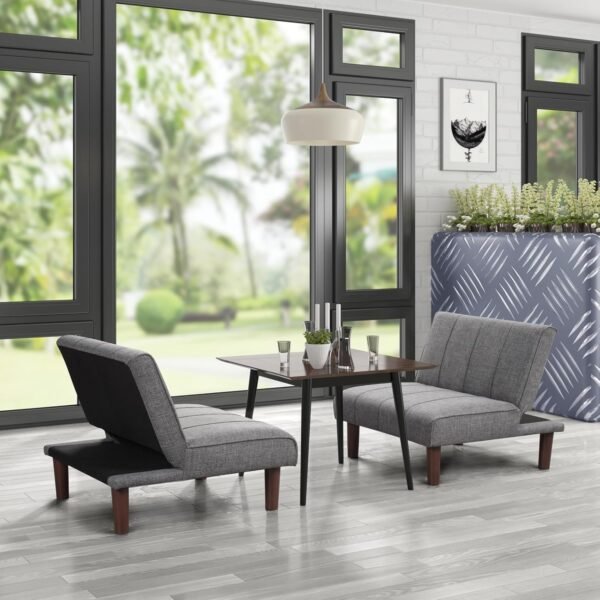 Small Futon Couch, Mini Sofa Couch, Recliner Small Futon, Armless Comfy Living Room Chairs with Adjustable Backrest, Futon Chair for Small Space, Office, Reception, Dark Grey, 1 Pack, 305DR1 - Image 2