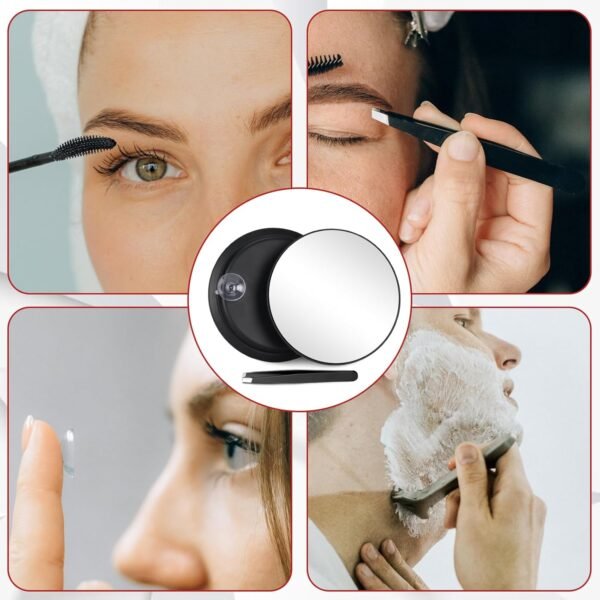 10X Magnifying Mirror, 6'' Makeup Mirror with 10X Magnification, 10X Magnifying Mirror with Suction Cups, Large Makeup Magnifying Mirror Compact Magnified Mirror, Round Makeup Magnification & Tweezers - Image 7