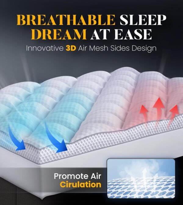 3 Inch Ultra-Fluffy Memory Foam Mattress Topper Twin XL for Back Pain, Extra Soft Pillow Top Twin XL Mattress Topper with 4X Support, Mattress Pad with Breathable Air Mesh Sides, 6-21'' Deep Pocket - Image 4
