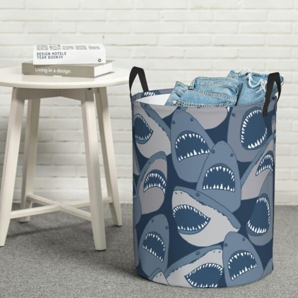 Sea Animal Sharks Round Laundry Hamper Storage Basket Toys Clothes Organizer Bin For Home Bathroom Bedroom Dorm Nursery, 38l - Image 7