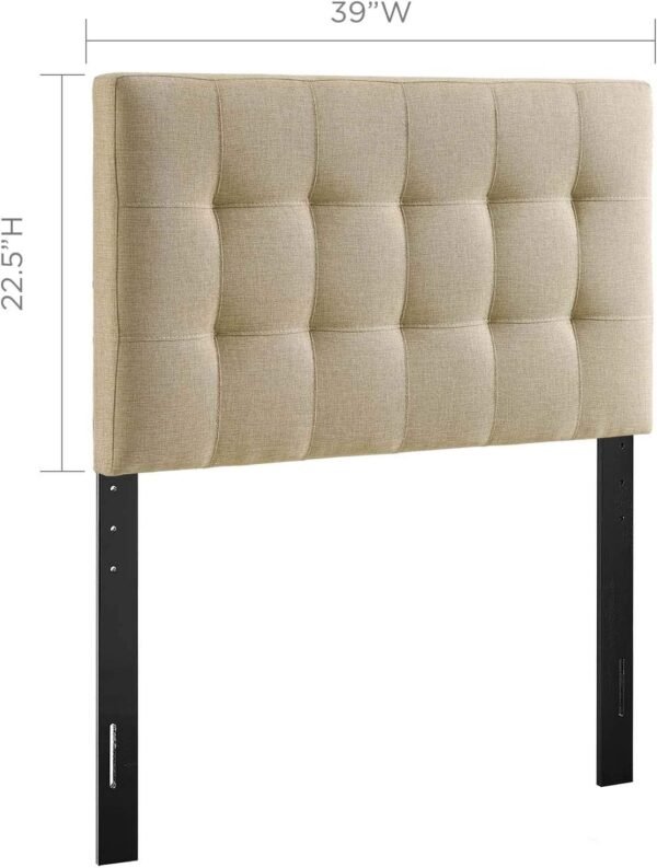 Modway Lily Tufted Linen Fabric Upholstered Twin Headboard in Beige - Image 3