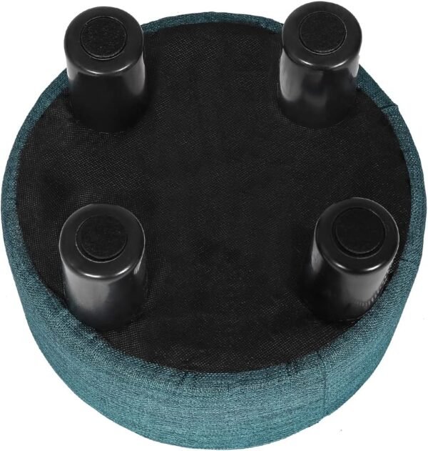 Asense Round Footrest Ottoman Footstools Padded Small Seat with Non-Skid Legs (Blue, Round) - Image 5