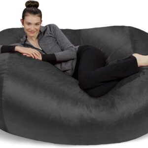 Sofa Sack Bean Bag Lounger – Plush Bean Bag Sofas with Super Soft Microsuede Cover – XL Memory Foam Stuffed Lounger Chairs for Kids, Adults, Couples – Jumbo Bean Bag Chair Furniture 6 Feet – Charcoal