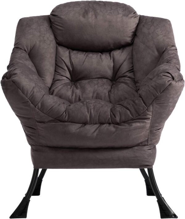 AcozyHom Modern Fabric Large Lazy Chair, Accent Oversized Comfy Reading Chair, Thick Padded Cozy Lounge Chair with Armrest, Steel Frame Leisure Sofa Chair for Living Room, Bedroom, Dorm, Coffee - Image 7