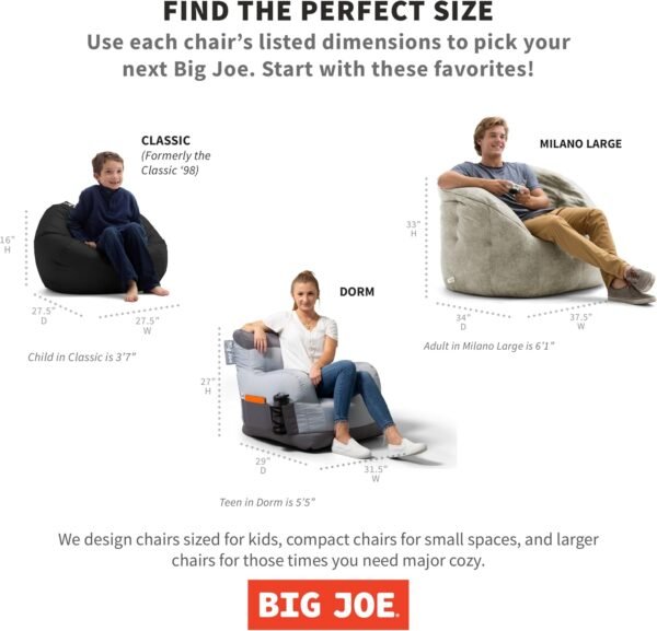 Big Joe Roma Bean Bag Chair, Moonstone Tessellation Lenox, Durable Woven Polyester, 3 feet - Image 8