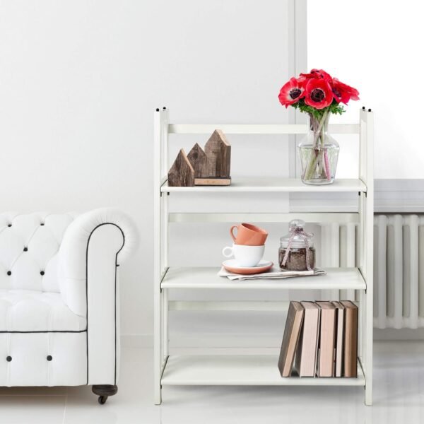 Casual Home 3-Shelf Folding Stackable Bookcase (27.5" Wide)-White - Image 7
