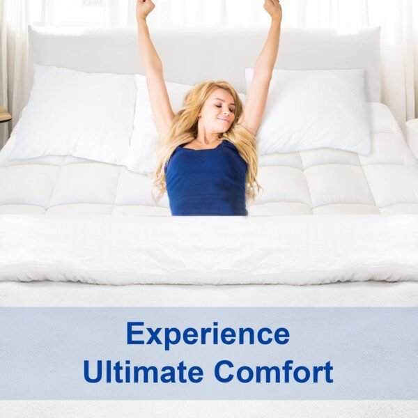 KAYFIA TwinXL Mattress Topper,Extra Thick Mattress Pad Cover for Deep Sleep,3D+7D Snow Down Alternative Fill Overfilled Plush Pillow Top Mattress with 8-23 Inch Deep Pocket-White - Image 7