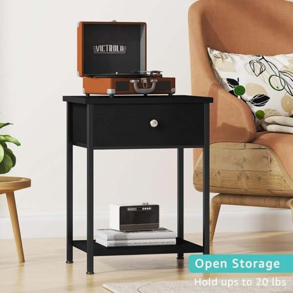 Black Nightstand Set of 2,Night Stand Set 2 with Drawers,Small Nightstand with Storage Bedside Table for Bedroom, Dorm, Modern End Table - Image 6