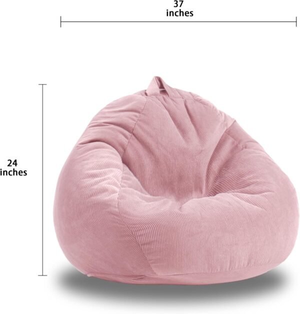 LPMOERA 3FT Bean Bag Chairs for Adults/Teens with Memory Foam Filling Bean Bag Sofa with Handle Ultra Soft Washable Corduroy Fabric Lazy Sofa for Living Room Bedroom College Dorm Pink - Image 3