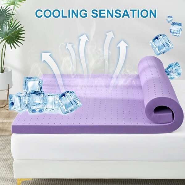 2 Inch Mattress Topper Twin XL(39"×80"), Cooling Gel Infused Bed Toppers for Twin Size Bed, Soft Mattress Pads for Sleeper Sofa, RV, Camper, CertiPUR-US Certified, Purple - Image 6