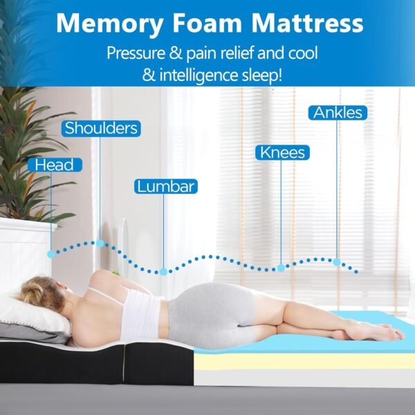 Folding Mattress, 6 inch Cot Tri-fold Memory Foam Mattress Topper with Washable Cover,Cooling Mattress Pad for College Dorm Single Bed,Foldable Floor Mattress Guest Bed for Camping 75"x31"x6" - Image 3