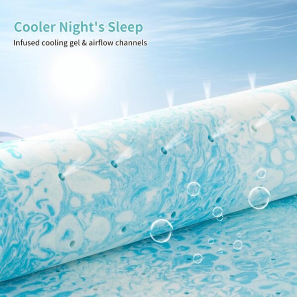 MUUEGM 4 Inch Memory Foam Mattress Topper Queen Size,Cooling Gel Infused Mattress Pad for Back Pain Relief,Ventilated Queen Mattress Bed Topper for College Dorm,CertiPUR-US Certified - Image 6