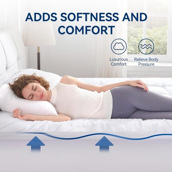 BDEUS Dual Layer 4 Inch Memory Foam Mattress Topper Twin XL Size for Dorm Room, 2 Inch Gel Memory Foam Plus 2 Inch Down Alternative Quilted Pillow Top Mattress Pad Cover,College Dorm Essentials,White - Image 3